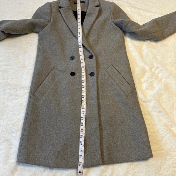 Zara TRF Light Gray Wool Blend Long Pea Coat Small Double Breasted - Picture 5 of 9